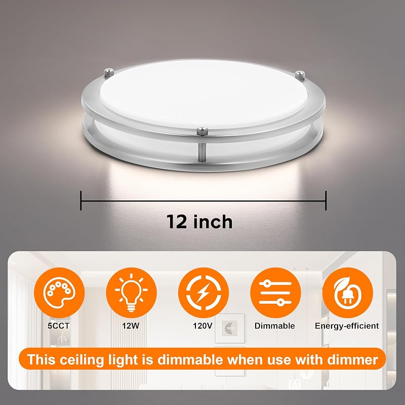 2 Lámparas Techo Níquel Cepillado 12" LED Ajustables