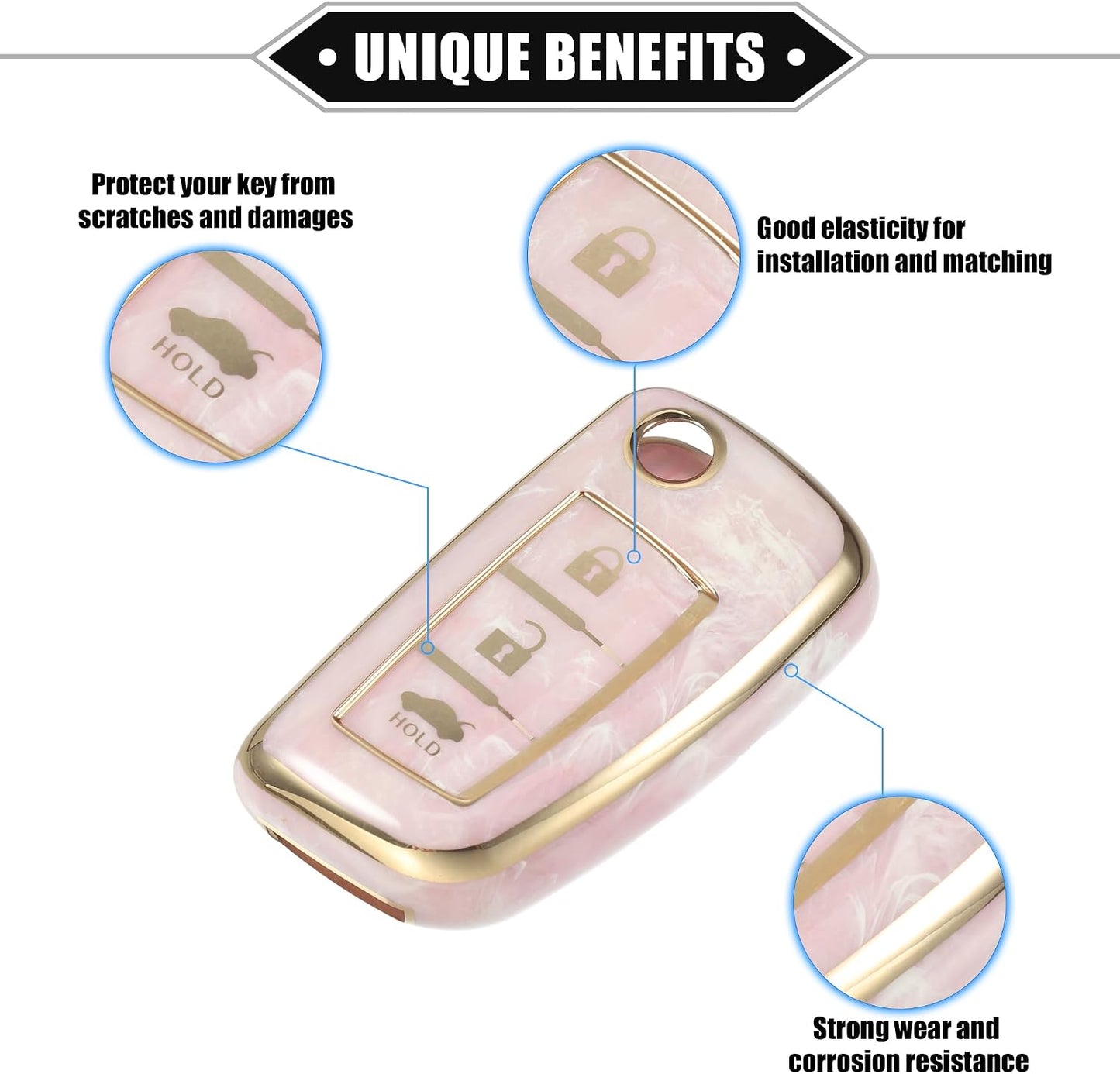 Funda llavero inteligente NISSAN 3 botones rosa
