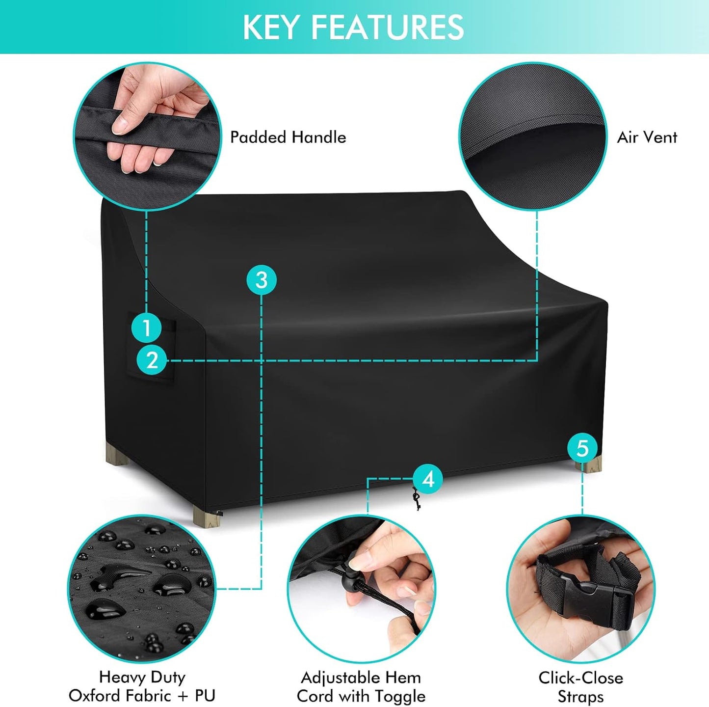 Funda impermeable sofá biplaza exterior 58" ventilación
