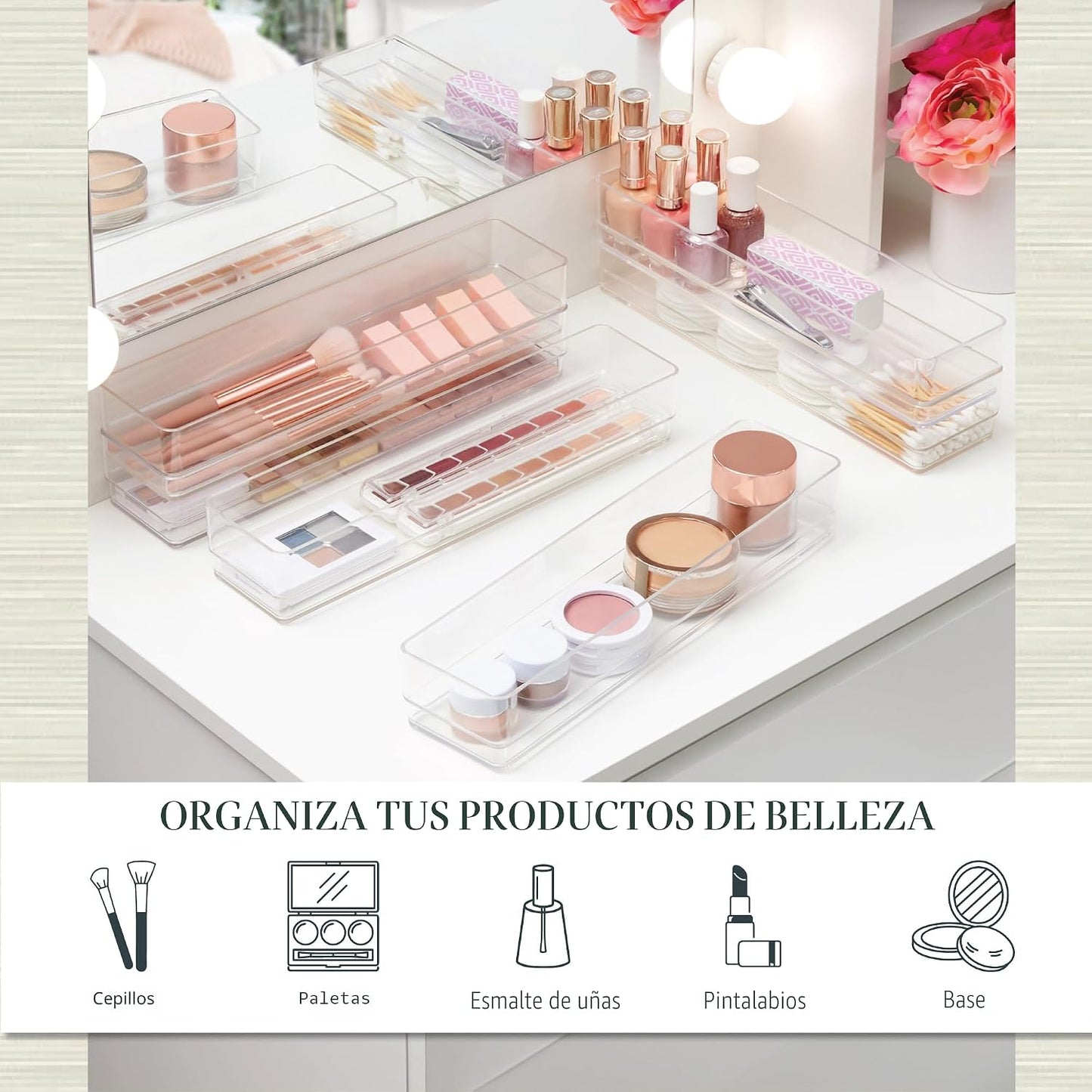 6 Pzas Organizadores Cajones Transparentes 12x3"