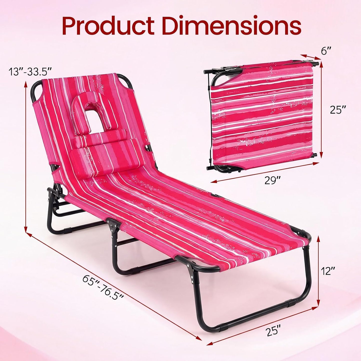 Silla bronceadora ajustable 350lb plegable con correa
