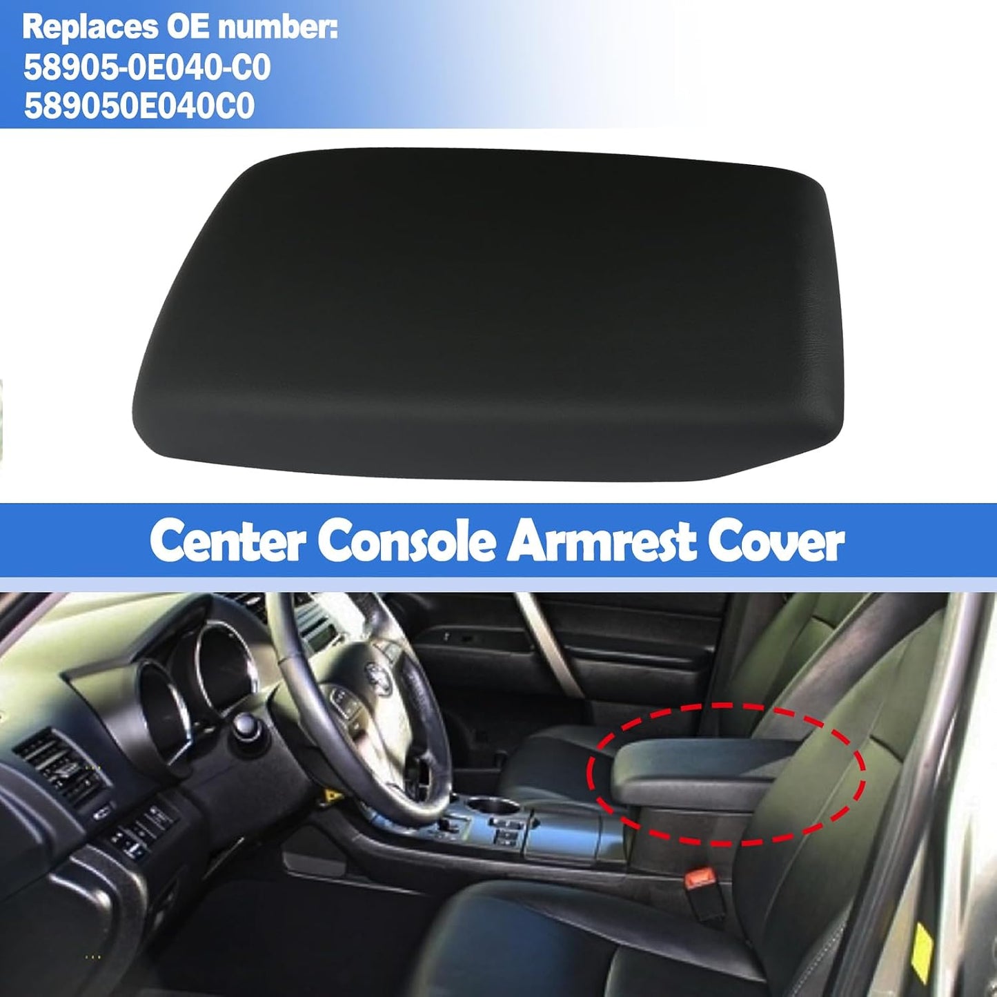 Funda reposabrazos consola Toyota Highlander 08-13 negro