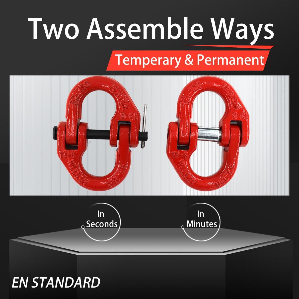 2 Eslabones Hammerlock 1/2pulg 12000lb Conector Cadena G80