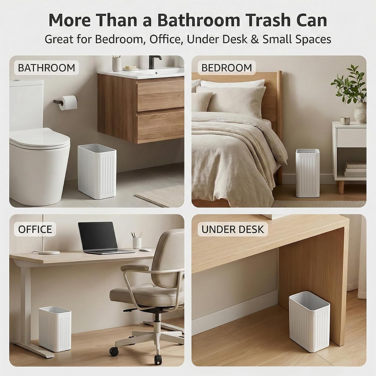 Cubo basura acero inox 2.1gal baño oficina dormitorio blanco