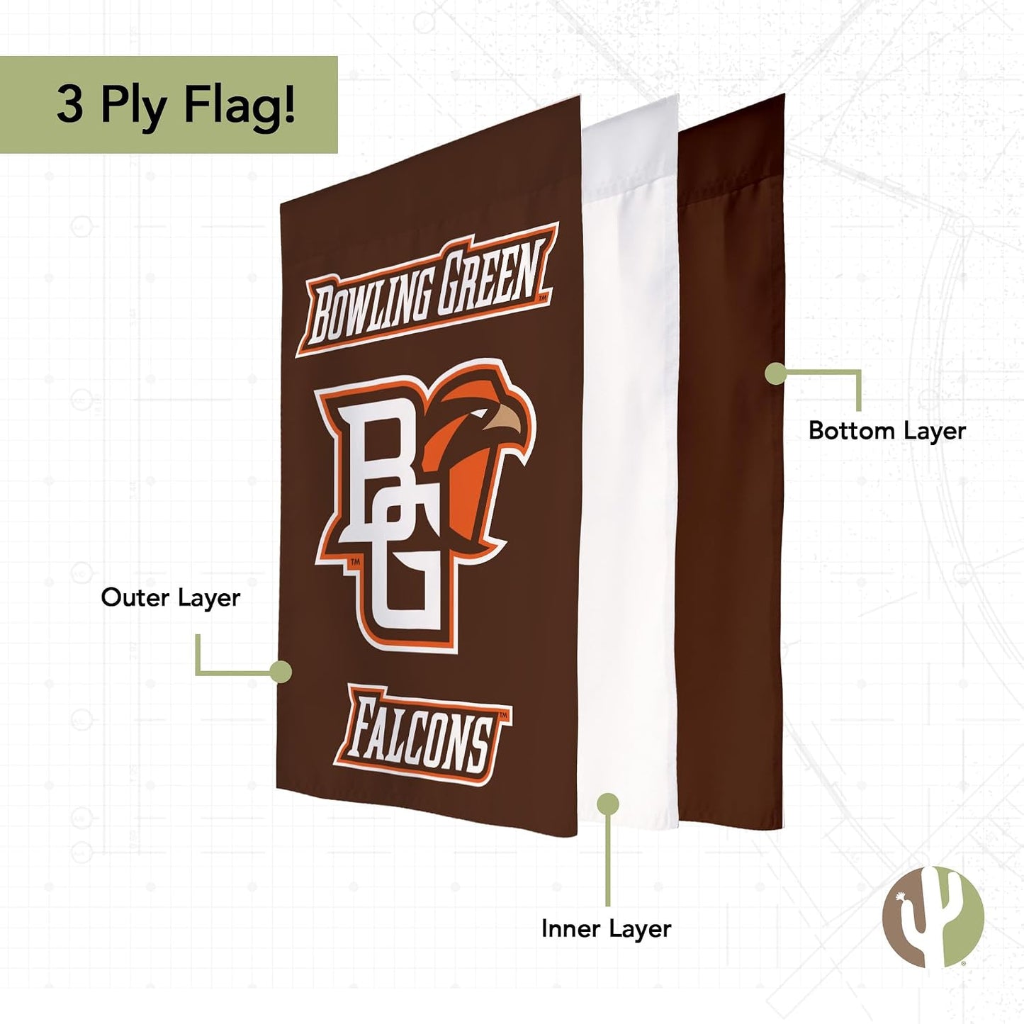 Bandera jardín Falcons BGSU 100% poliéster