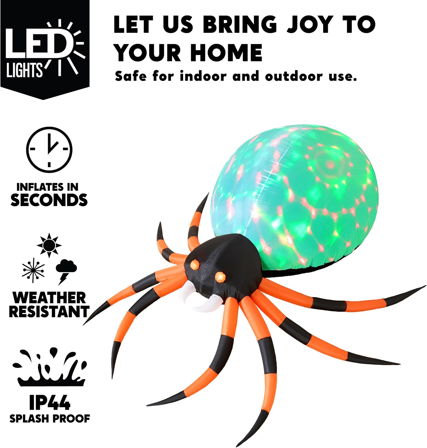 Decoración inflable araña gigante Halloween 8ft con luz