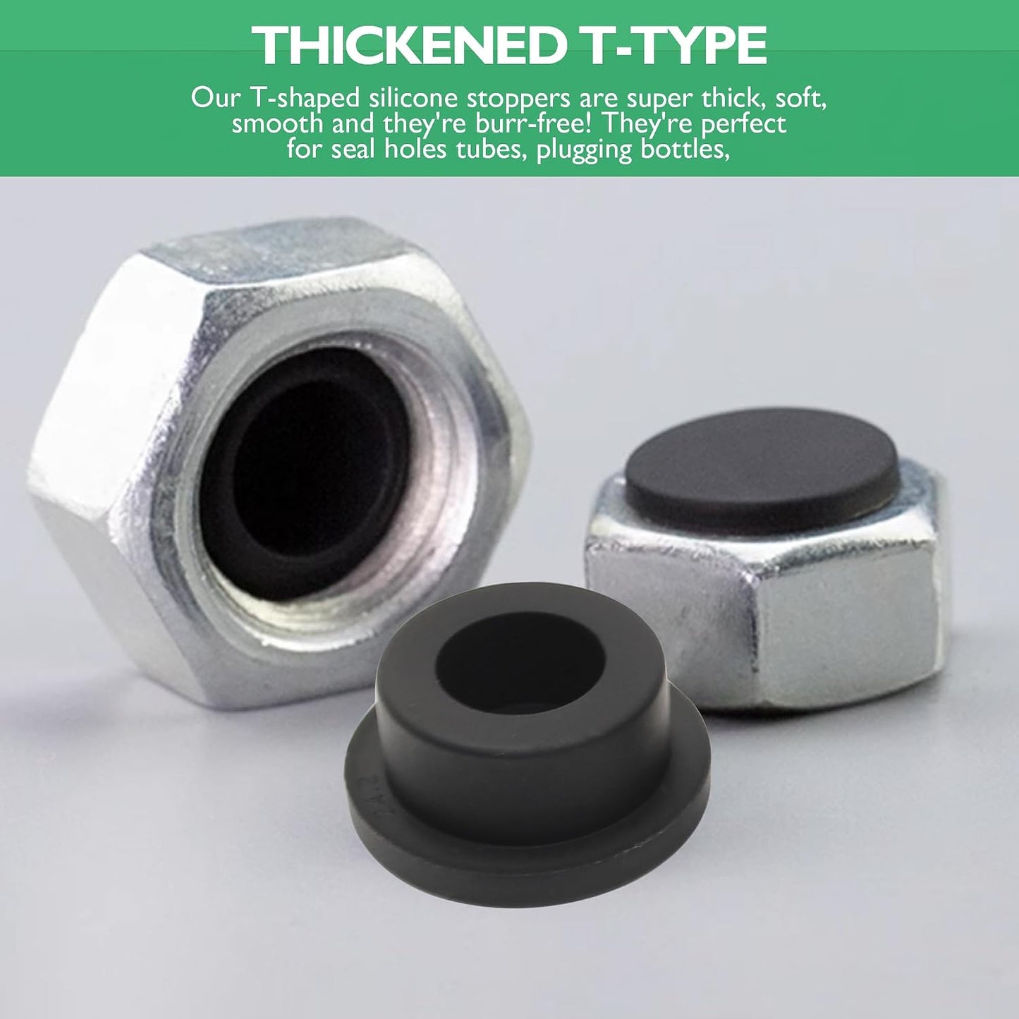 Tapón goma silicona forma T 3-3/8 pulg impermeable