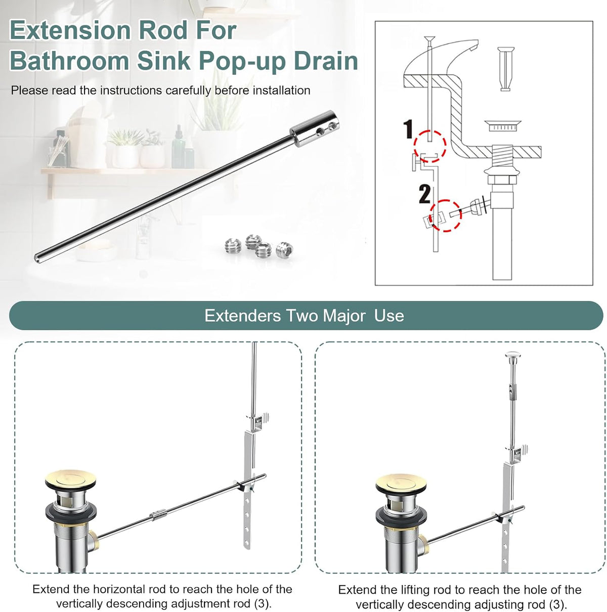 Convertidor barra drenaje baño extensor 6.64pulg