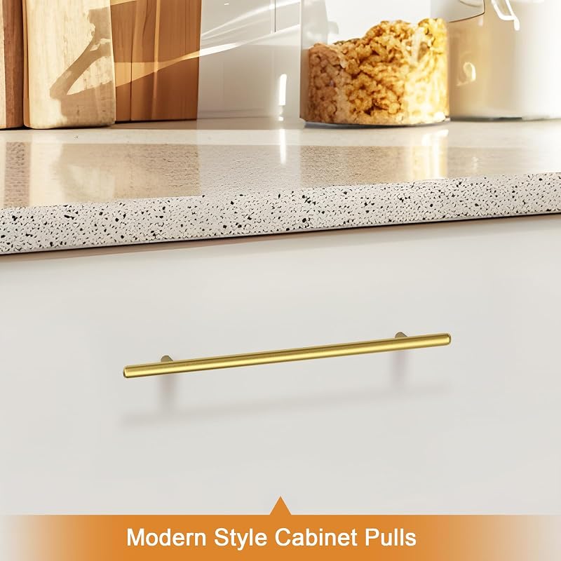 5 Tiradores cocina 10pulg barra T doradas accesorios modernos