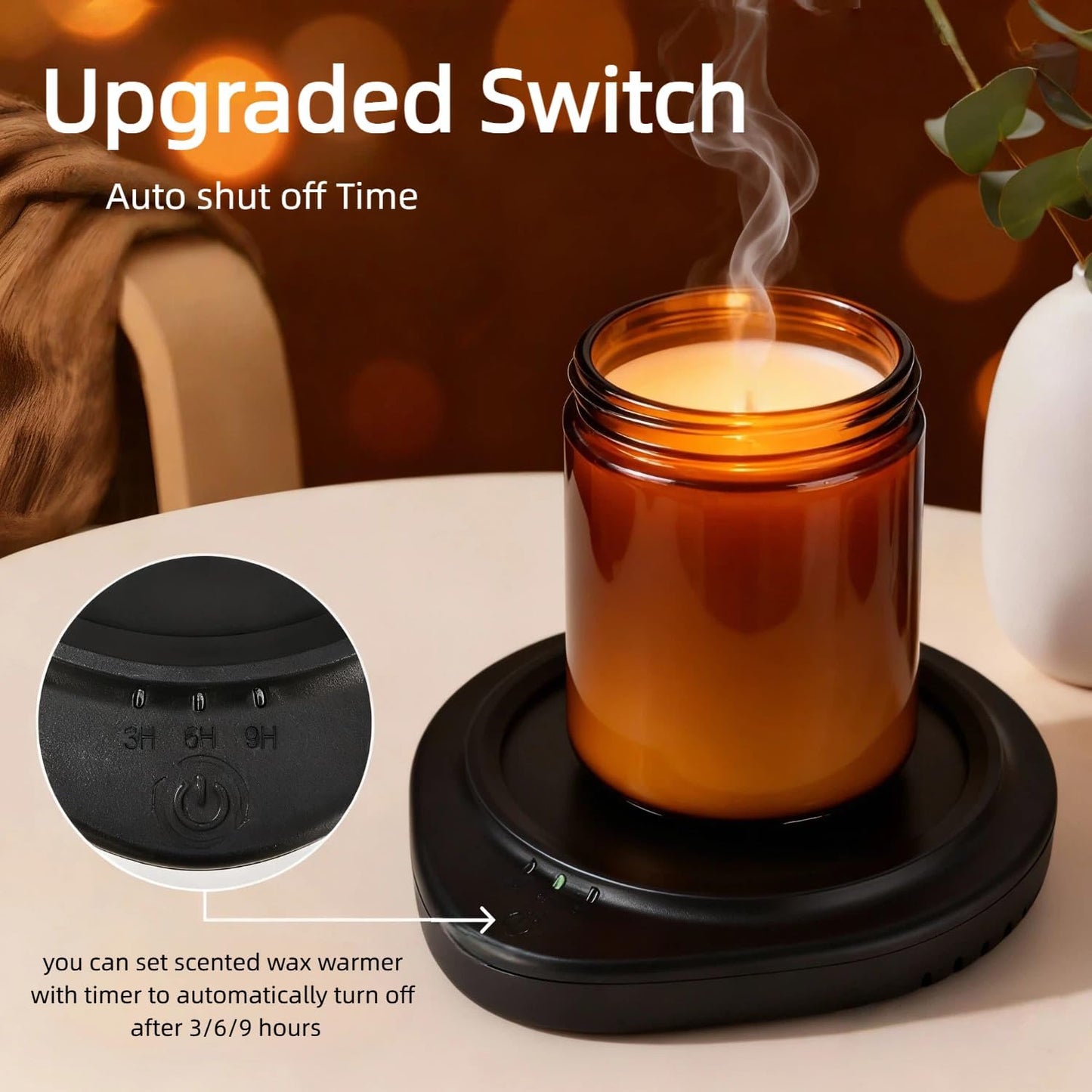 Calentador velas y tazas con temporizador seguro para café té