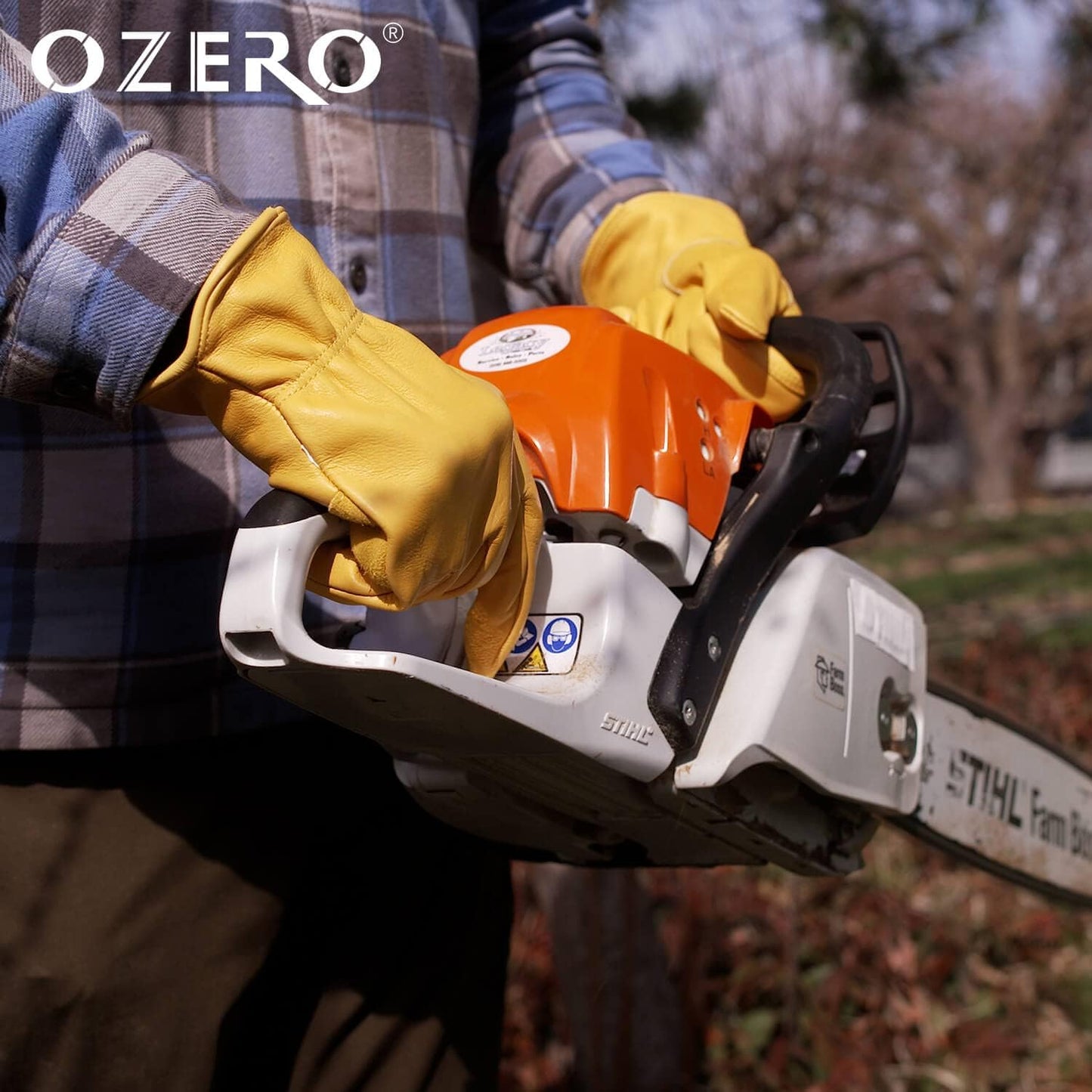 Guantes cuero jardinería palma reforzada