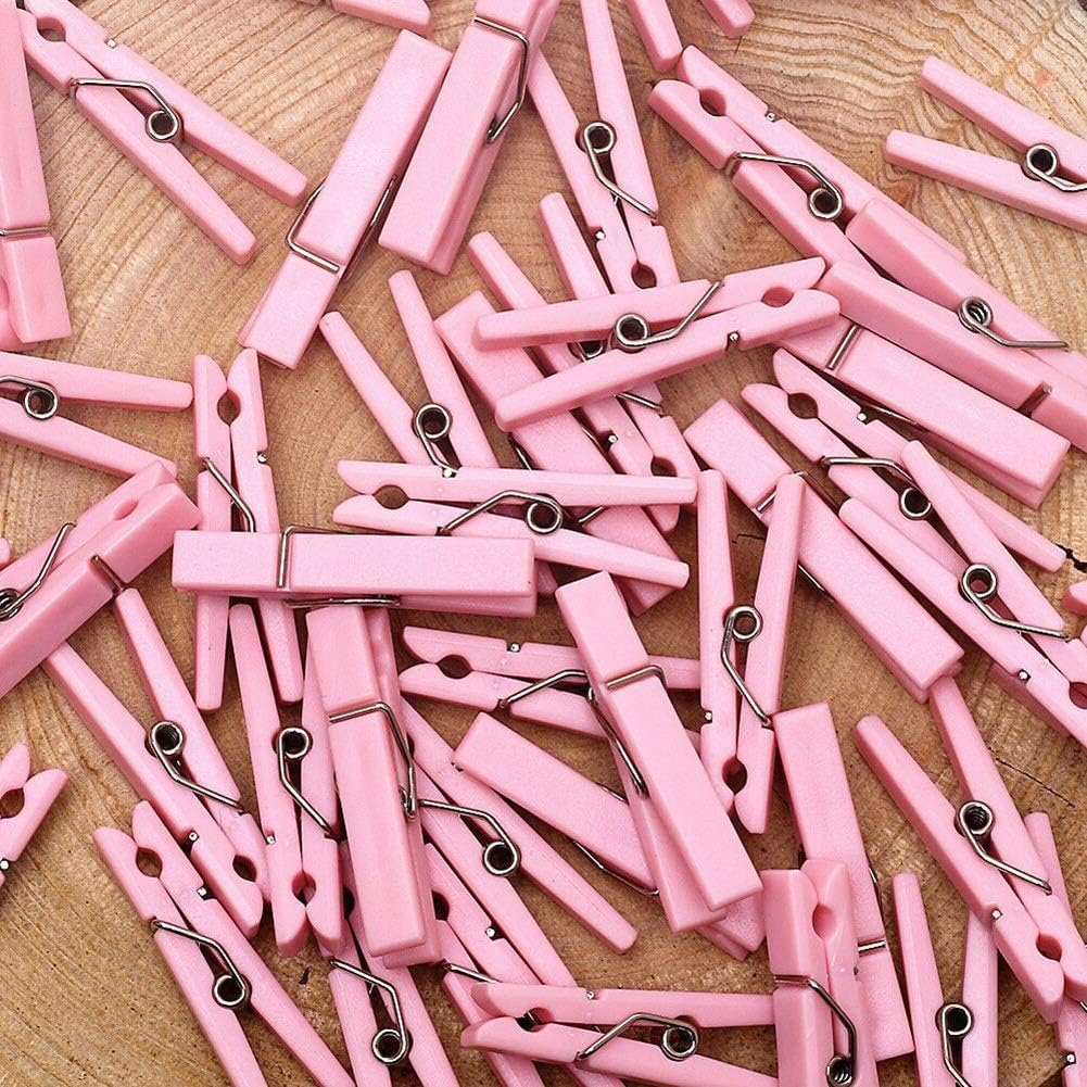 Mini Pinzas Plástico para Baby Shower 60uds Rosa