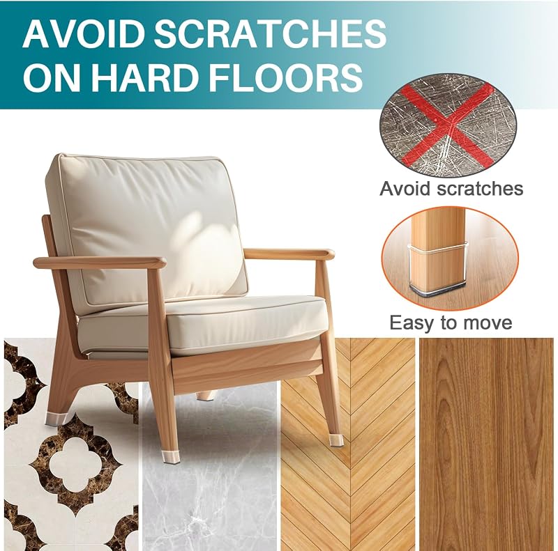 24 Protectores suelo fieltro silicona para patas muebles