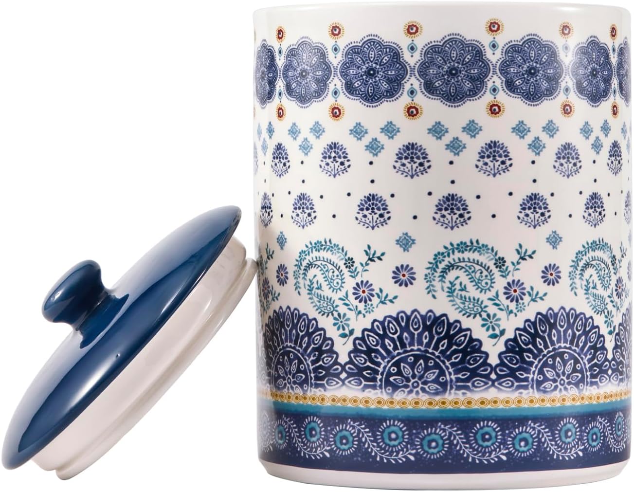 Tarro cerámica Talavera azul hermético para café té especias