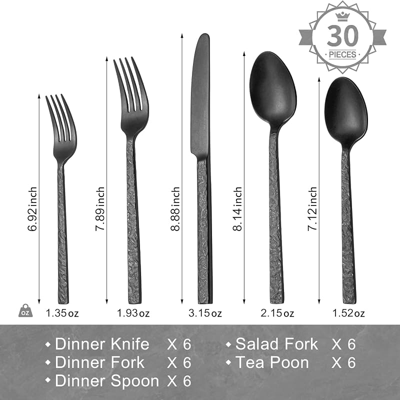 Set 30 Pzas Cubiertos Acero Inox 18/10 Servicio Pesado