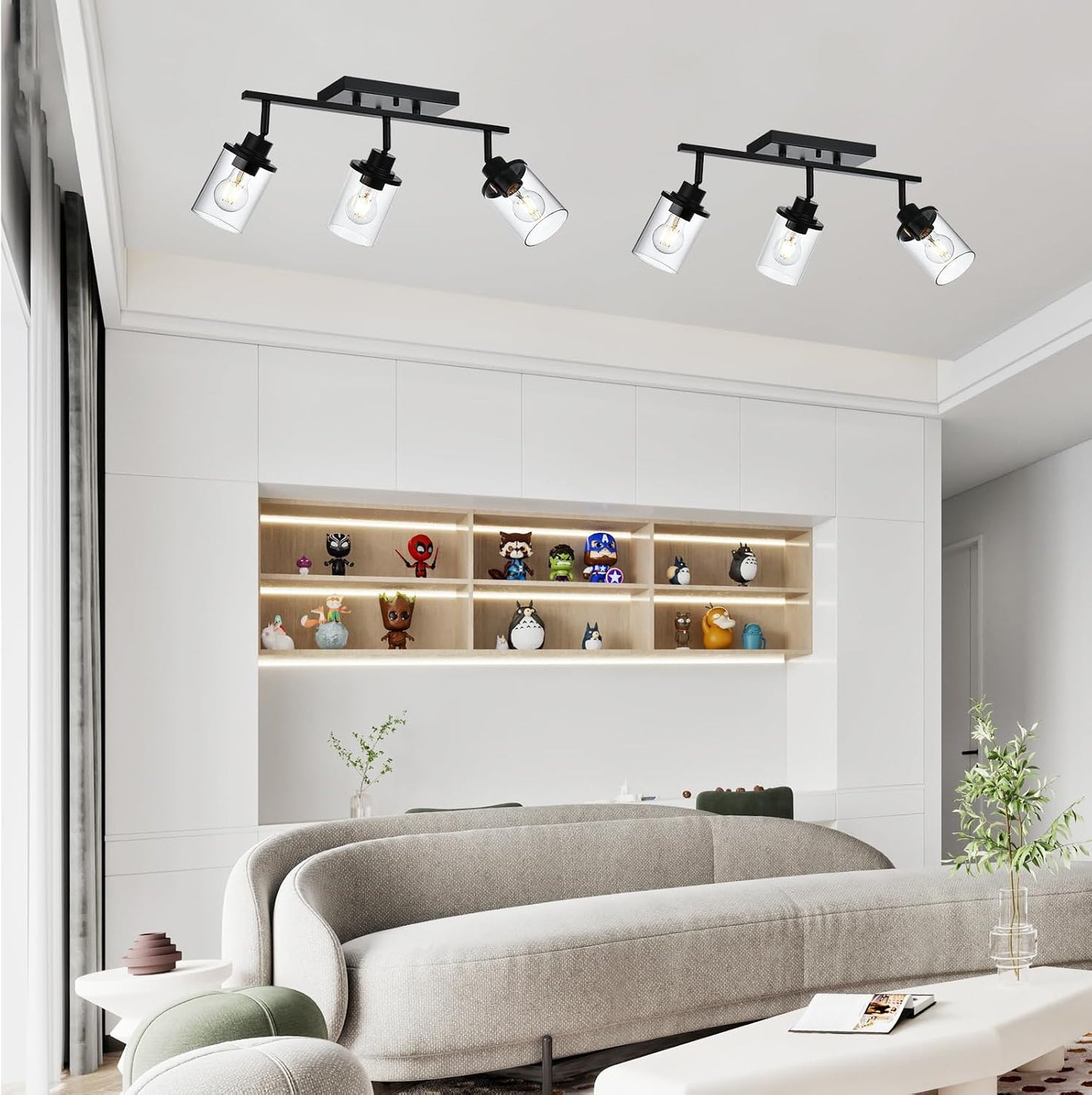 Lámpara techo 3 luces cocina baño moderna color negro