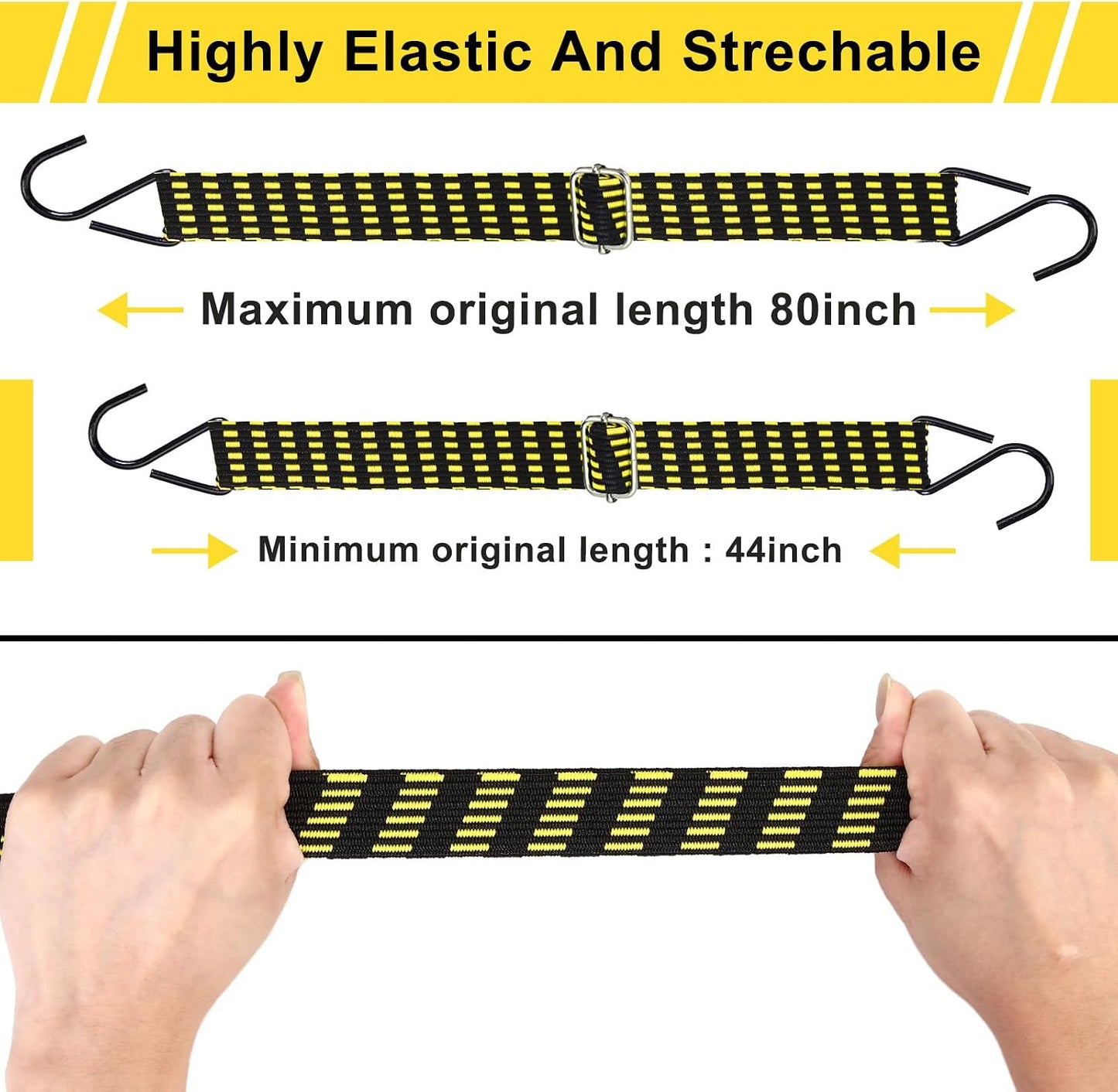 8 Correas Elásticas Planas 80pulg Gancho Látex