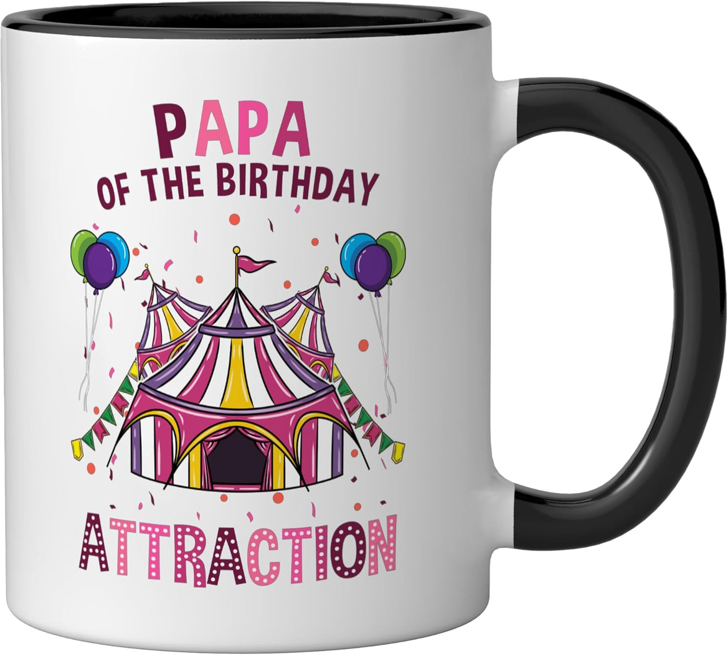 Taza Cerámica Cumpleaños Circo Negro/Blanco