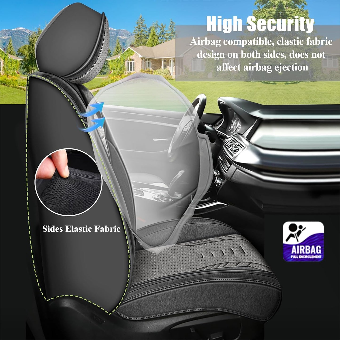 Set 5 fundas asiento Honda Accord 07-17 piel perforada negro gris