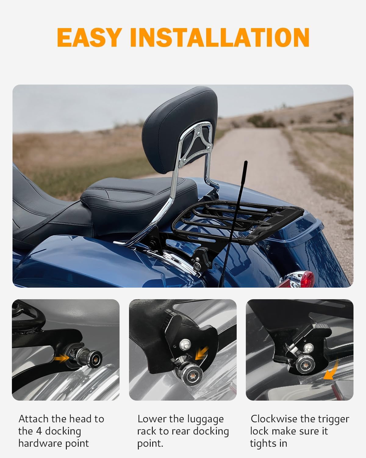 Soporte portabultos desmontable 2 plazas negro comp Harley