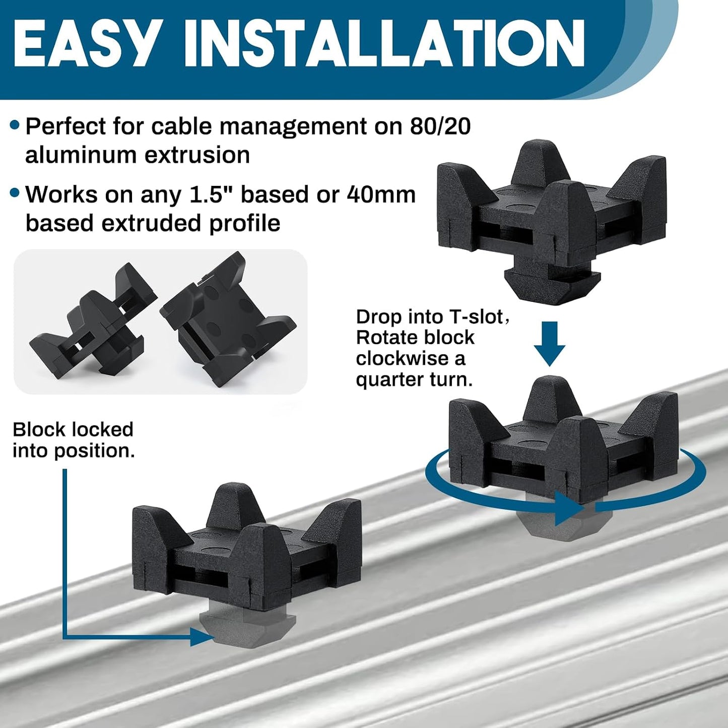 Bloque nylon brida cables compat 8020 12 set