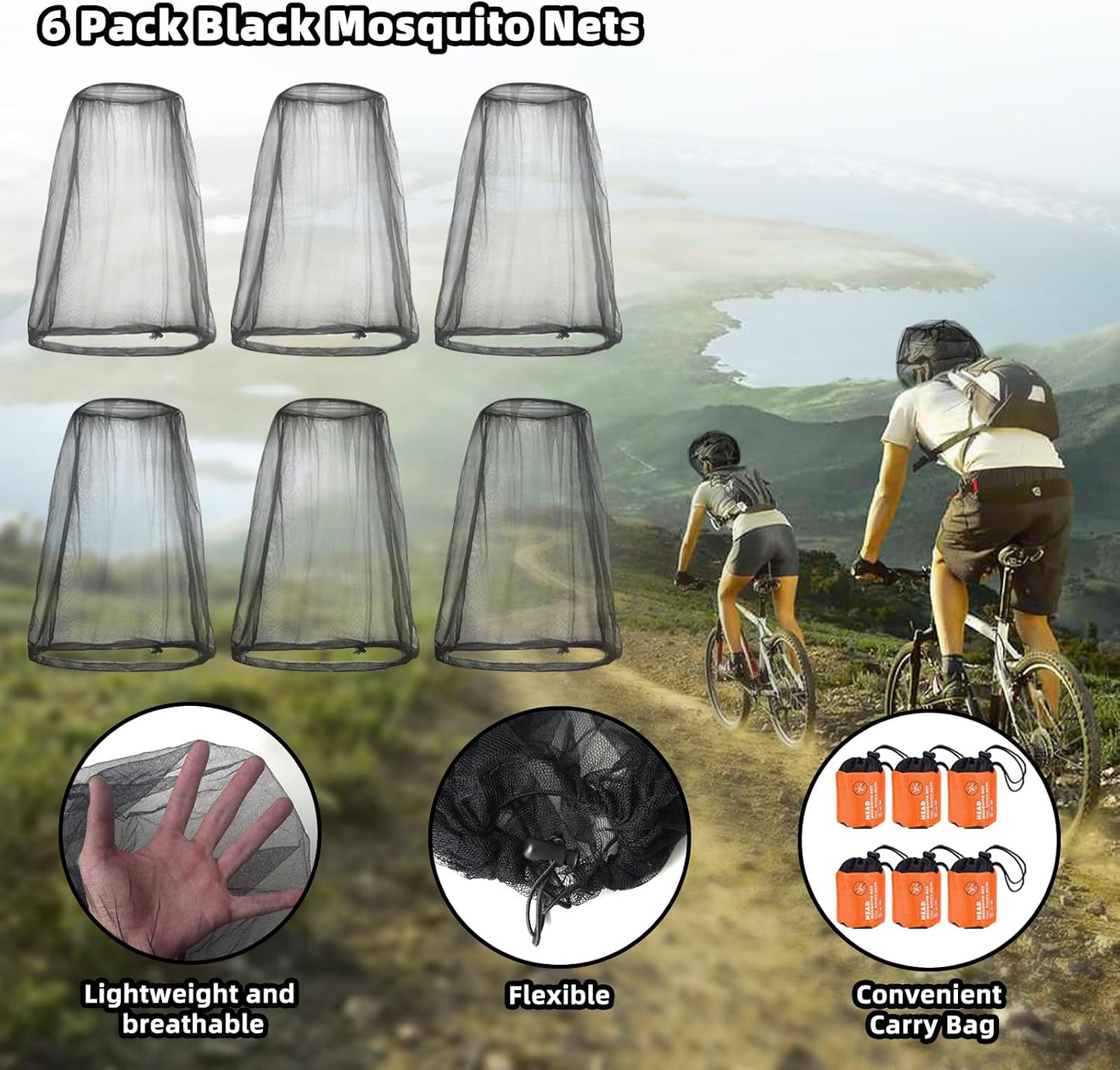 6 Fundas Mosquitos Red para Cabeza Malla Protección