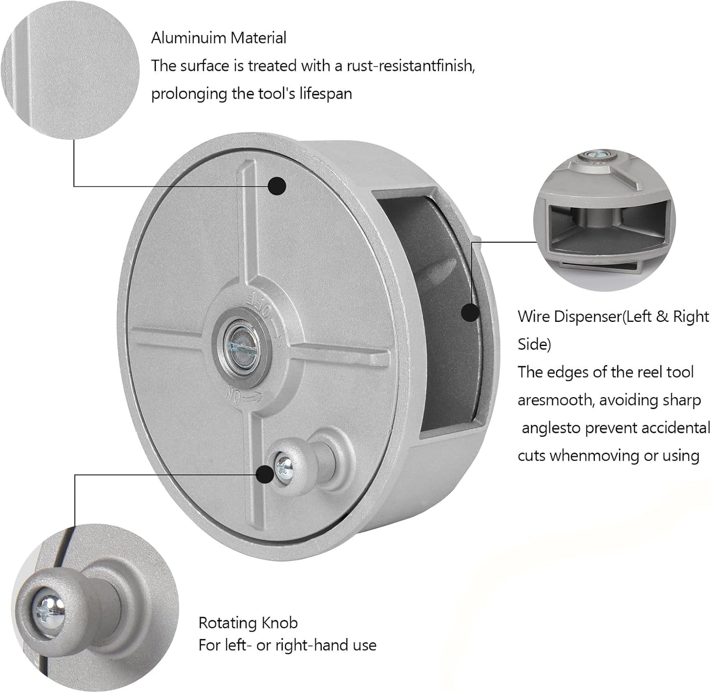 Carrete alambre aluminio 6.29pulg dispensador rebobinable 12-18
