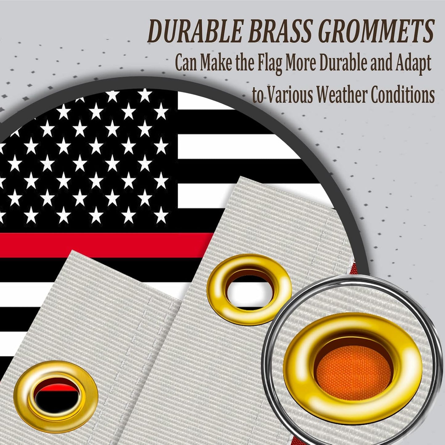 Bandera estadounidense 3x5" bordada con rayas rojas finas
