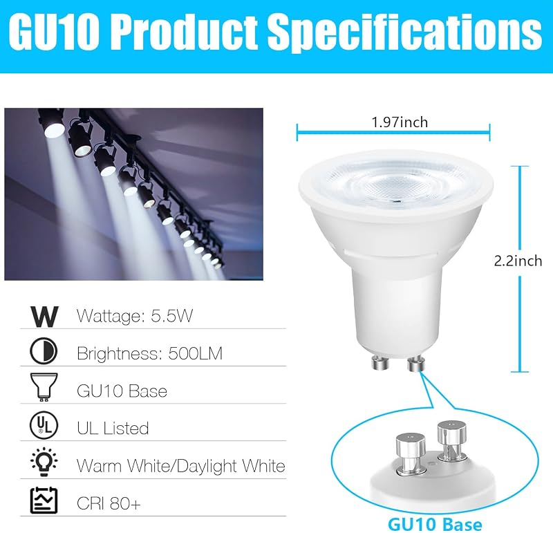 Bombilla LED GU10 regulable 500 lm luz blanca para cocina