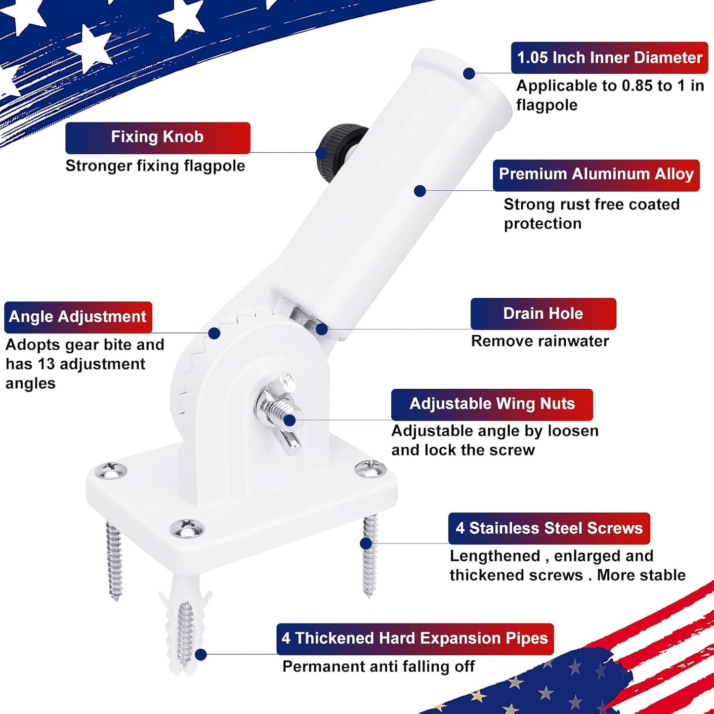 Soporte bandera metal resistente ajustable para casa
