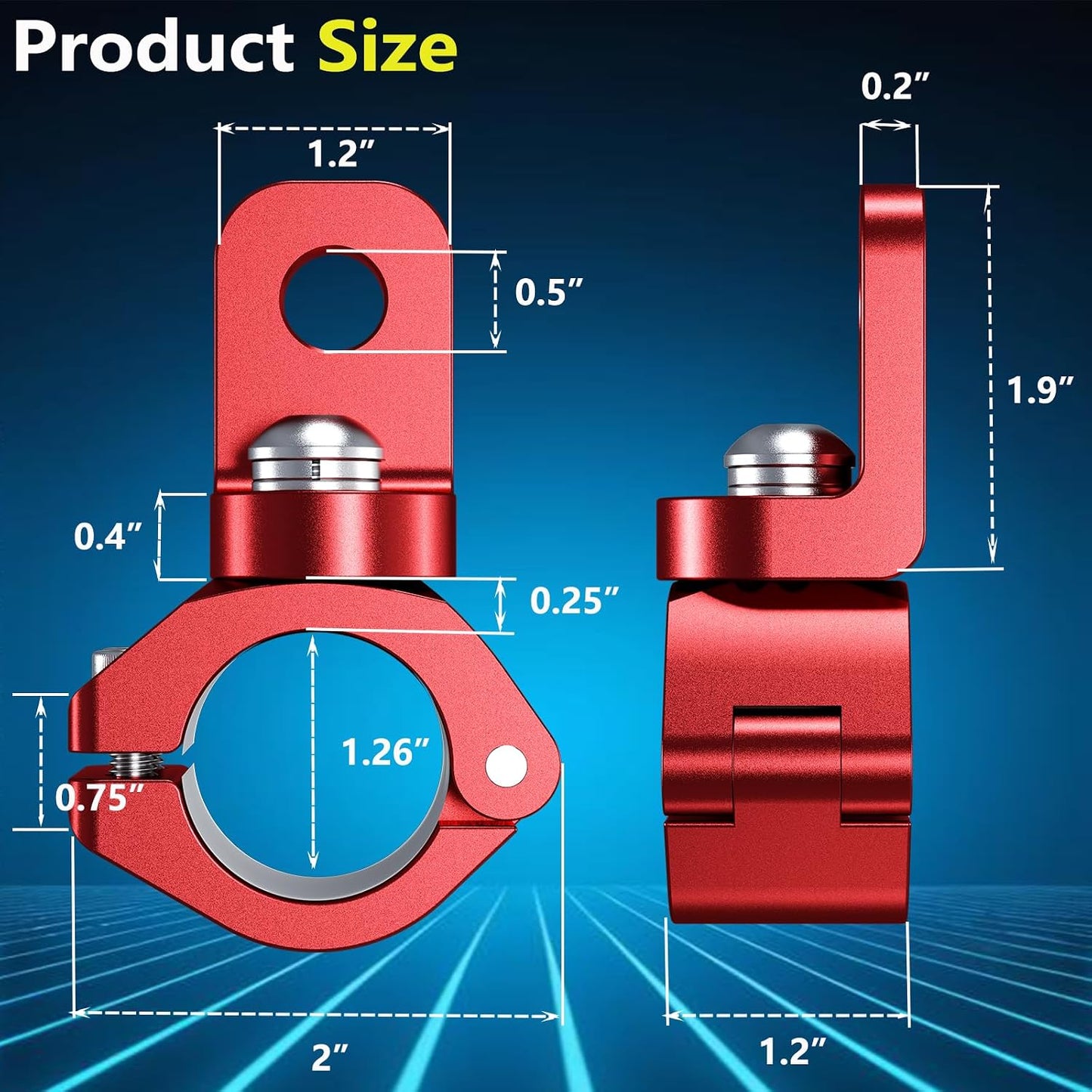 2 Soportes Luz ATV Montaje CNC Comp Jaula 0.875-1.26"
