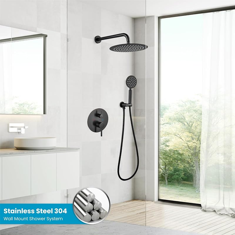 Sistema ducha lluvia 10" grifo bronce alta presión