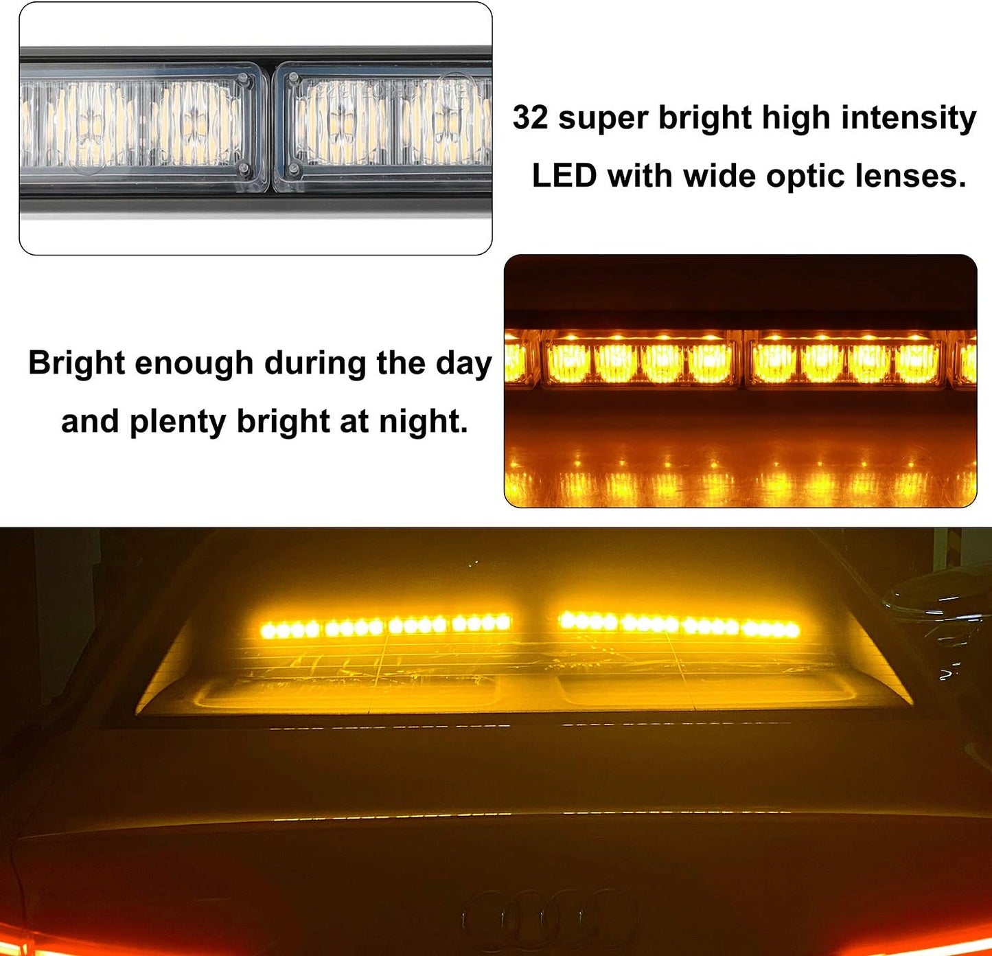 Barra luz LED intermitente 2x16.8pulg para asesor tráfico