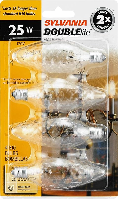 4 B10 Bombilla Candelabra 120V 25W Cristal Caliente