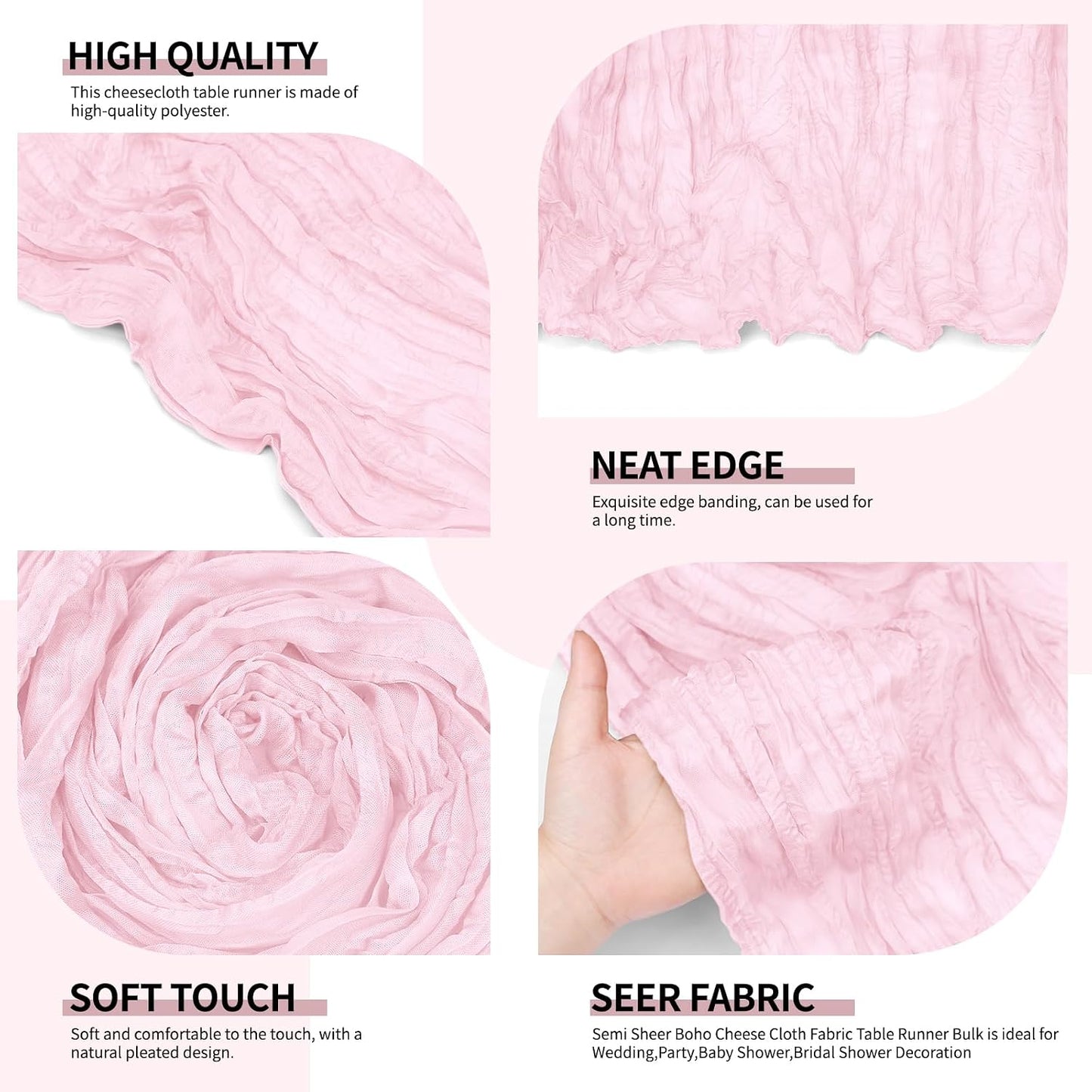 Mesa Estopilla Rosa Claro 10ft Tela Queso