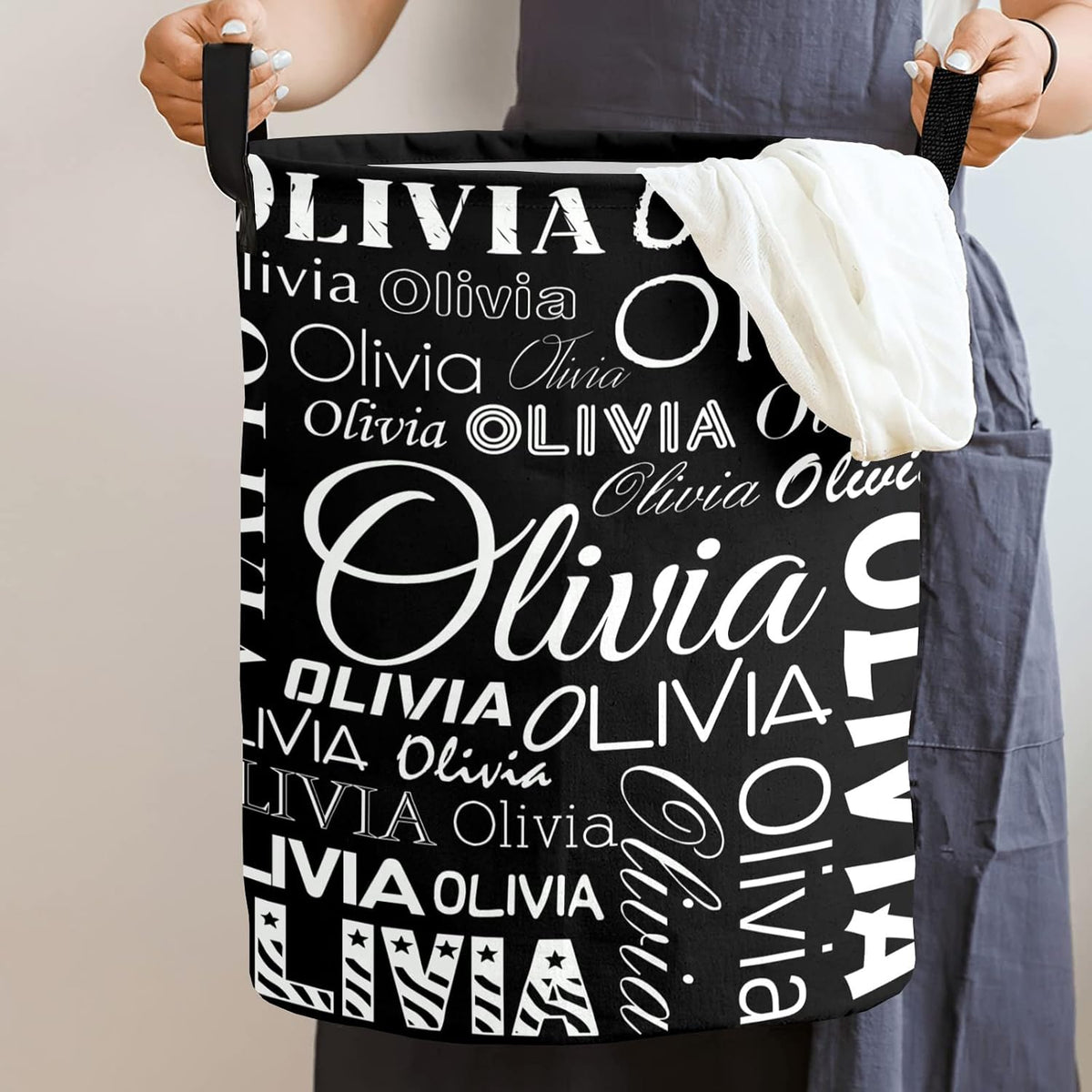 Cesta lavandería plegable con nombre asa dormitorio estilo 08