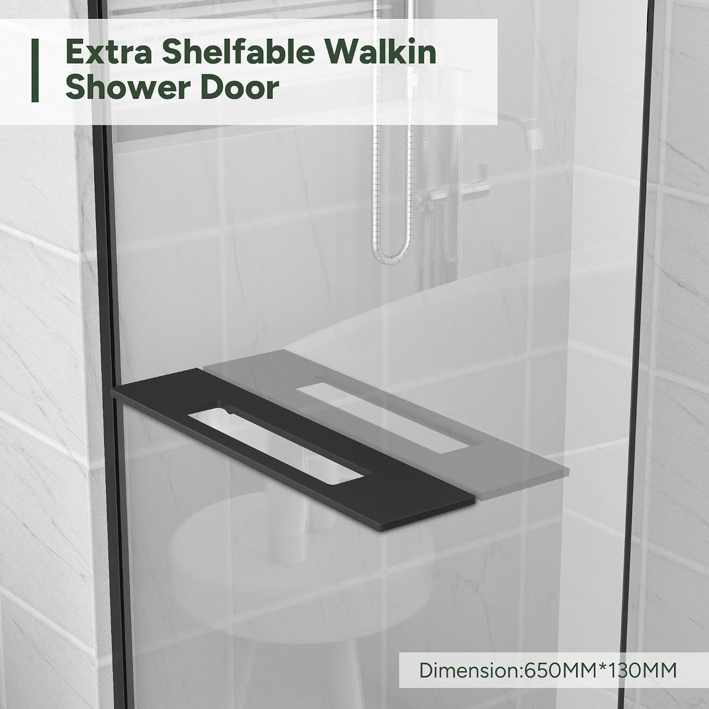 Panel ducha vidrio templado 34x76pulg fijo negro mate