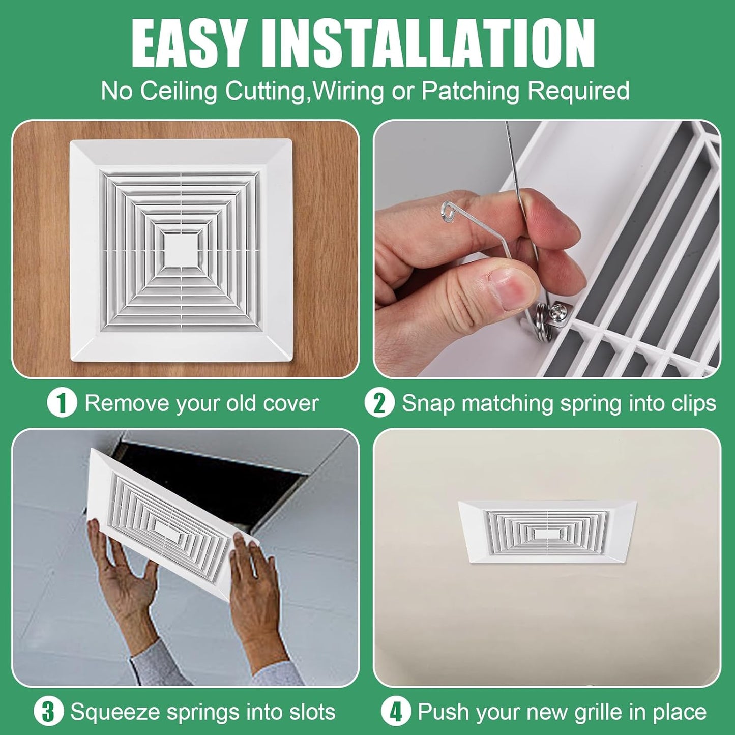 Cubierta ventilador escape baño plástico blanco rejilla resorte