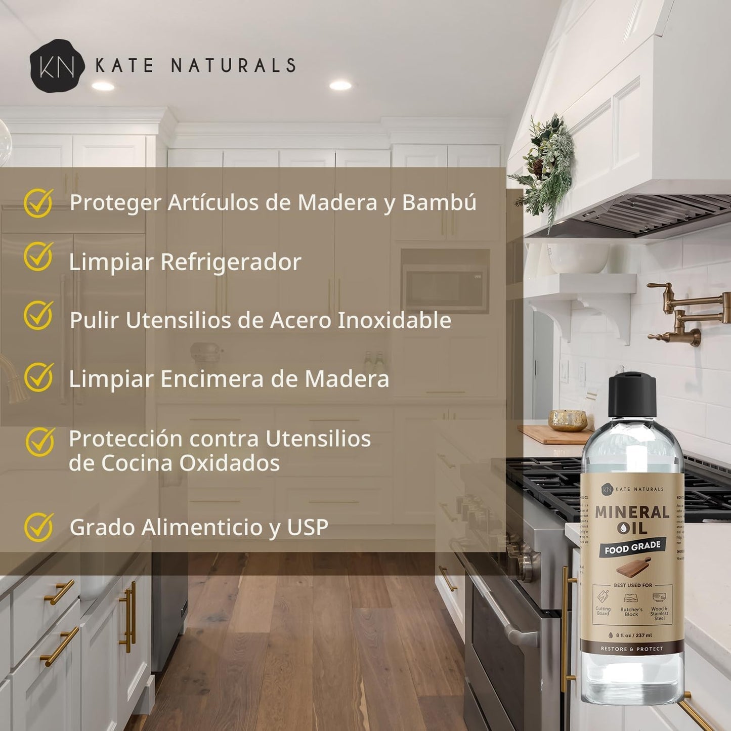 Aceite mineral para tabla cortar madera y cuchillo 8oz