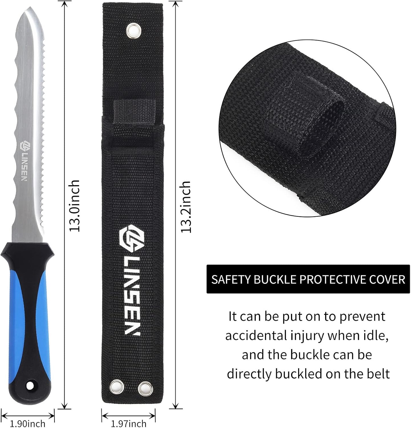 Cuchillo jardín acero inox 7.8" mango azul doble cara