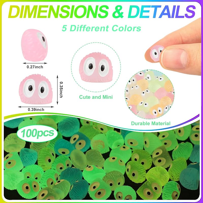 100 Minibriquetas Luminosas Resina Multicolor Elfos Decoración