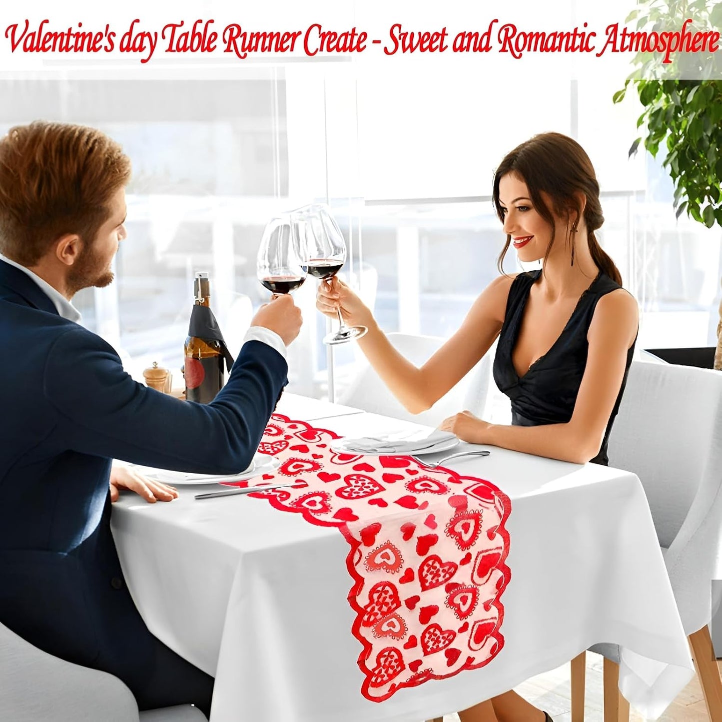 Mesa encaje corazón rojo 13x72pulg san valentín