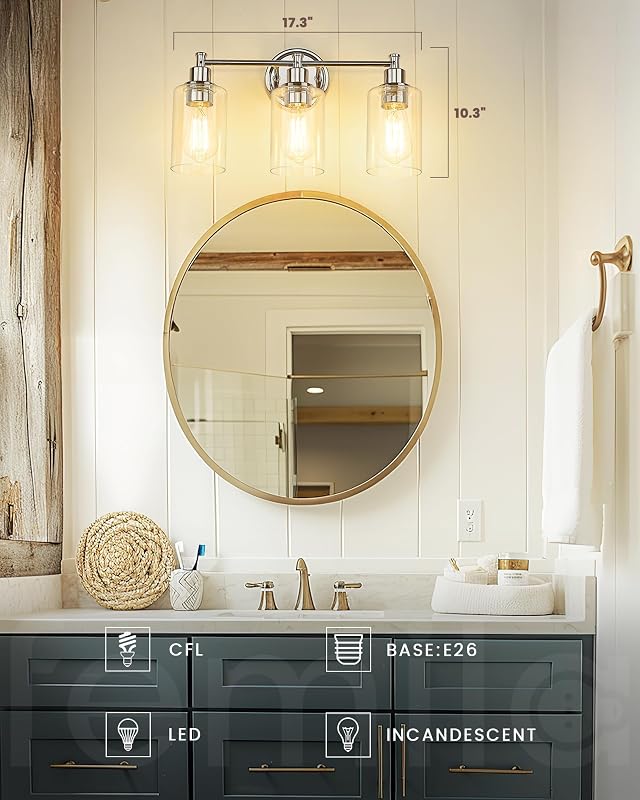 Lámpara baño moderna con pantalla vidrio transparente