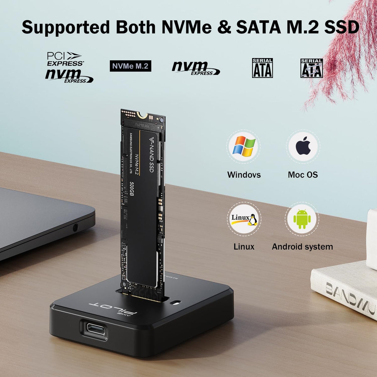 Adaptador M.2 a USB C 10 Gbps para SSD NVMe SATA