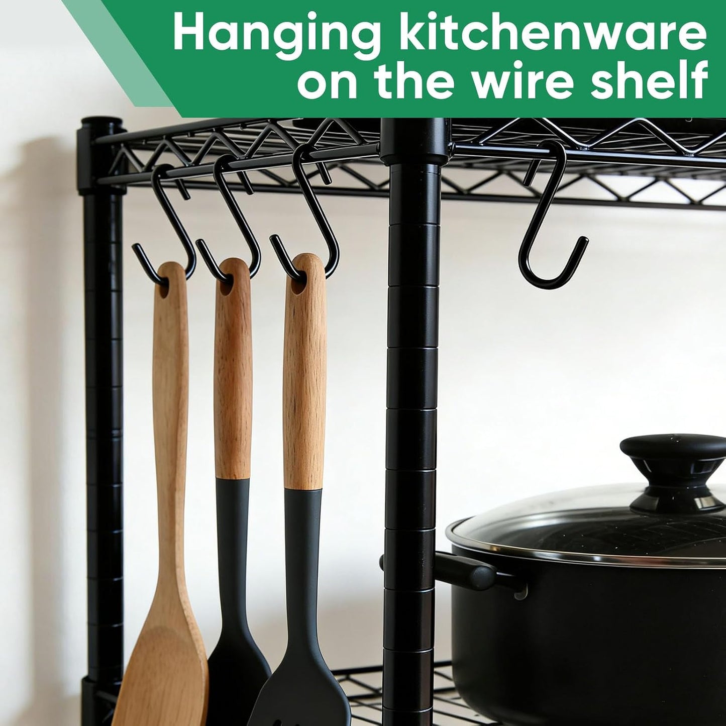 30 Ganchos S Negro 3" para Utensilios Cocina