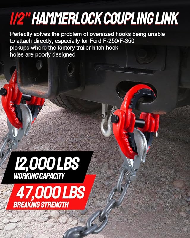 2 Conector cadena remolque G80 12000lb comp Ford F-250