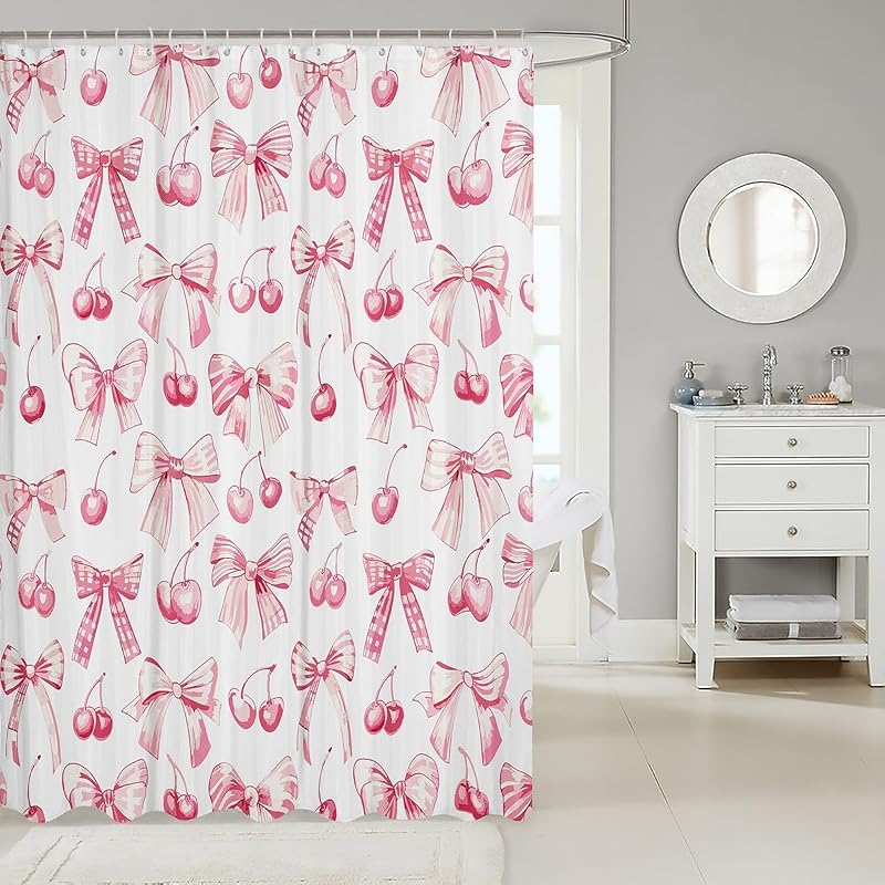 Cortinas ducha niña lazo frutas tropicales impermeables