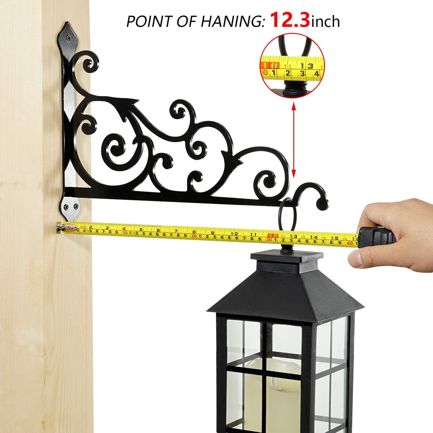 Soporte metal pared farol comedero pájaro negro