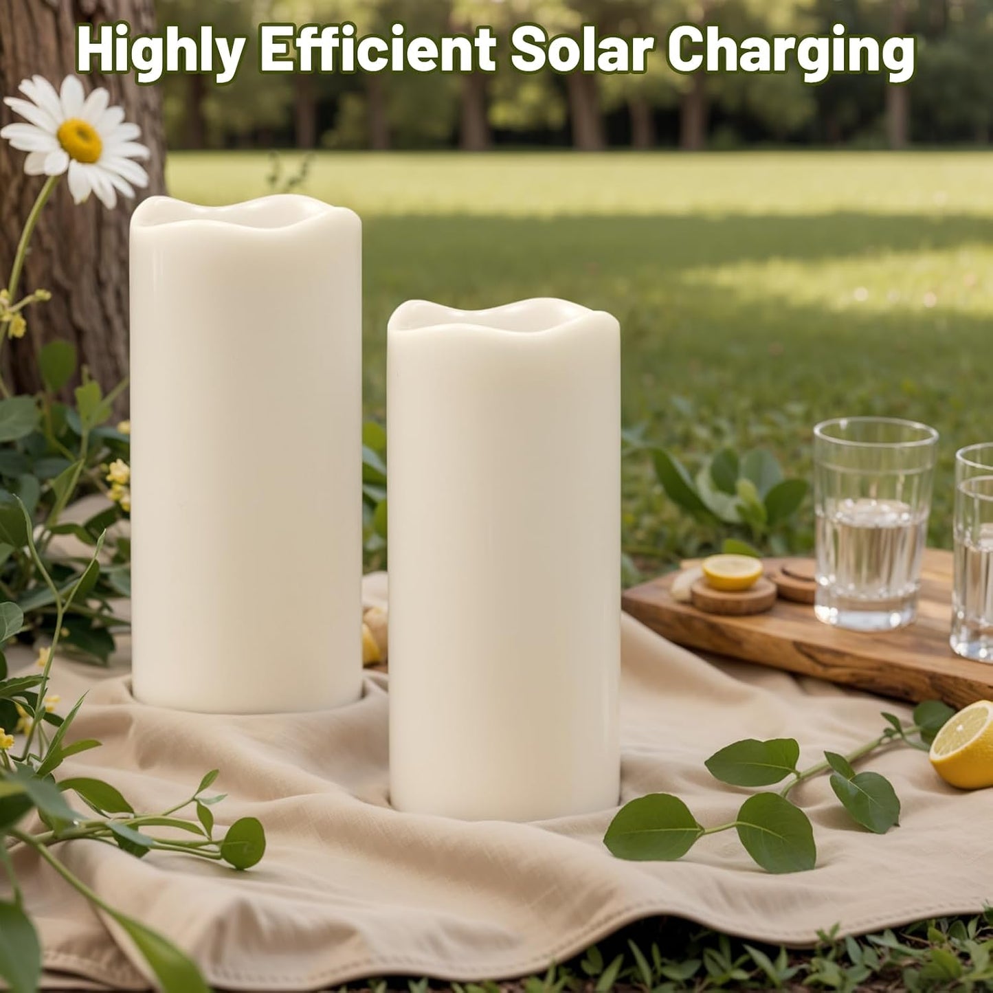 Velas solares LED para exteriores plástico blanco