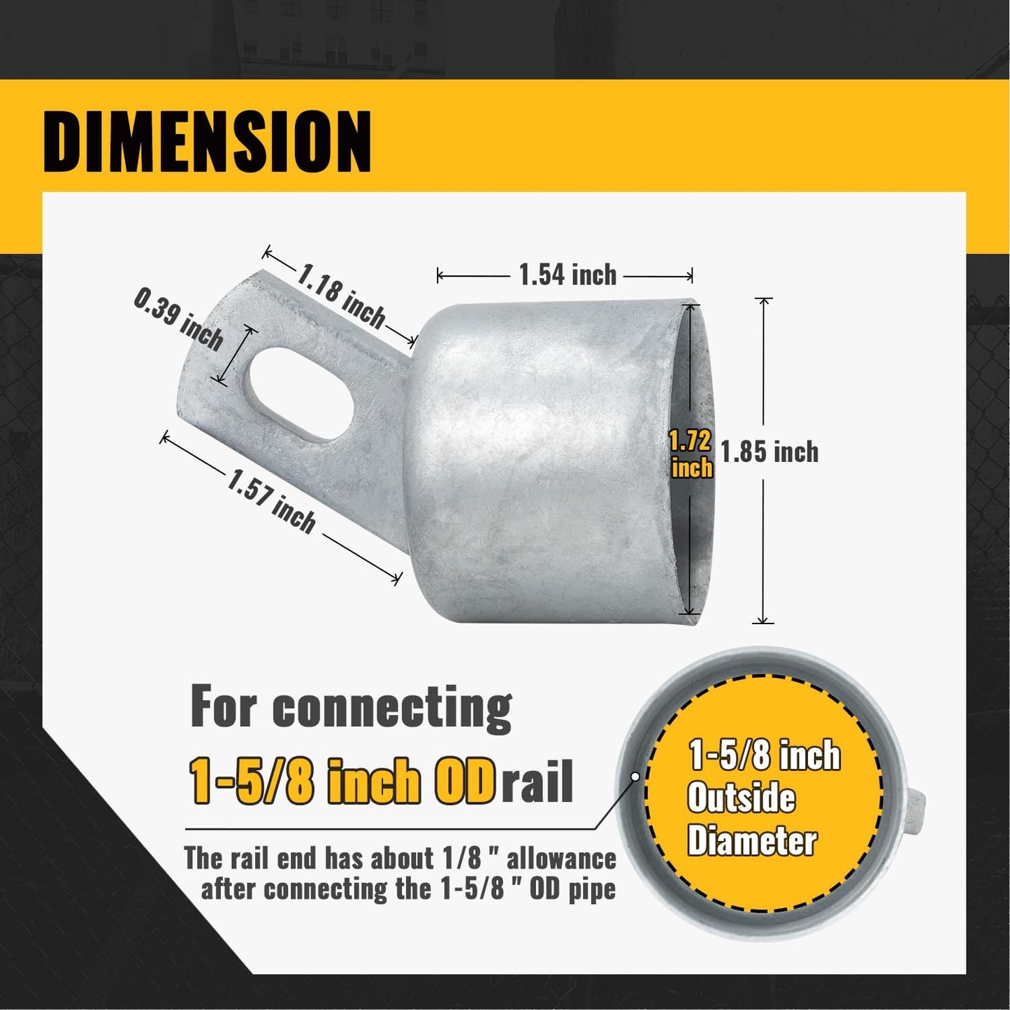 Tapa extremo riel 1-5/8" acero galvanizado 2uds